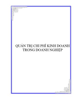 Quản trị chi phí kinh doanh trong doanh nghiệp