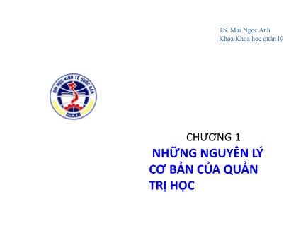 Quản trị học - Chương 1: Những nguyên lý cơ bản của quản trị học