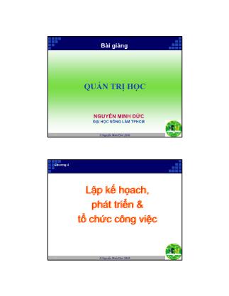 Quản trị học - Lập kế họach, phát triển và tổ chức công việc