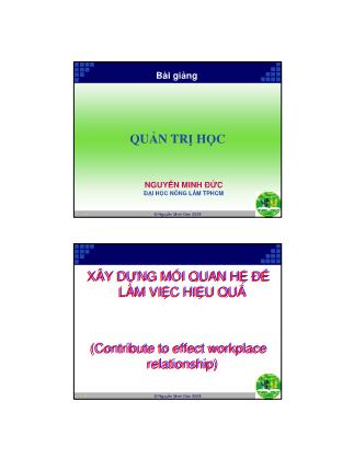 Quản trị học - Xây dựng mối quan hệ để làm việc hiệu quả