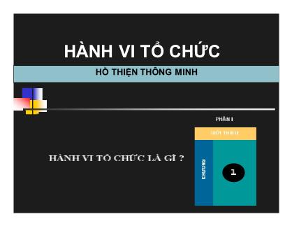 Quản trị kinh doanh - Bài: Hành vi tổ chức