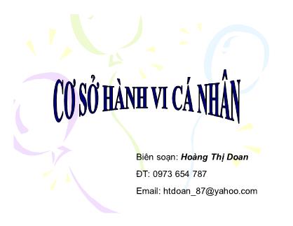 Quản trị kinh doanh - Chương 2: Cơ sở hành vi cá nhân