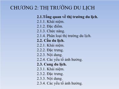 Quản trị kinh doanh - Chương 2: Thị trường du lịch