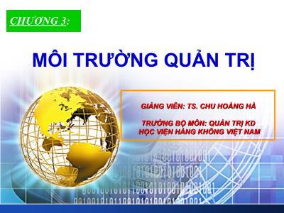 Quản trị kinh doanh - Chương 3: Môi trường quản trị