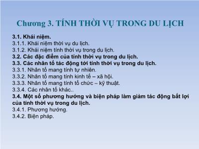 Quản trị kinh doanh - Chương 3: Tính thời vụ trong du lịch