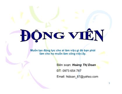 Quản trị kinh doanh - Chương 4: Động viên