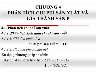 Quản trị kinh doanh - Chương 4: Phân tích chi phí sản xuất và giá thành sản phẩm