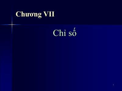 Quản trị kinh doanh - Chương VII: Chỉ số