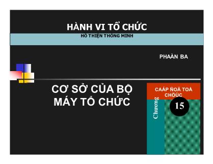 Quản trị kinh doanh - Cơ sở của bộ máy tổ chức