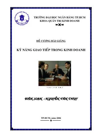 Quản trị kinh doanh - Kỹ năng giao tiếp trong kinh doanh