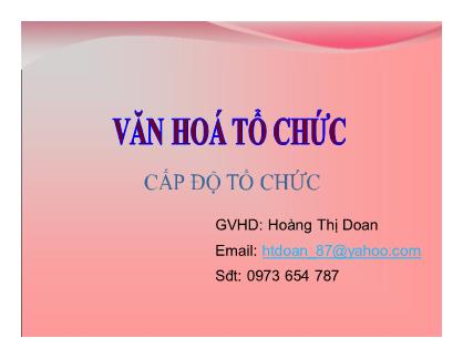 Quản trị kinh doanh - Văn hóa tổ chức