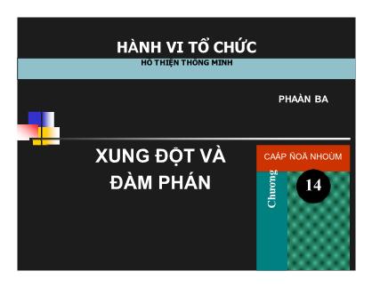 Quản trị kinh doanh - Xung đột và đàm phán