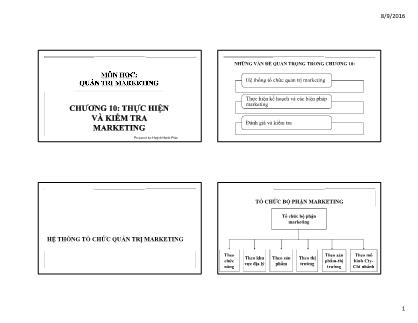 Quản trị Marketing - Chương 10: Thực hiện và kiểm tra Marketing