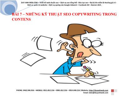 Quản trị website - Bài 7: Những kỹ thuật seo copywriting trong contens