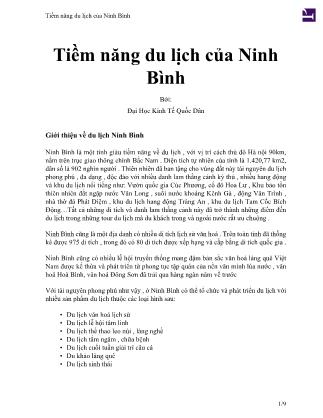 Tiềm năng du lịch của Ninh Bình