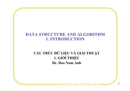 Bài giảng môn Cấu trúc dữ liệu và giải thuật