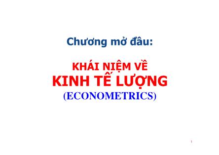 Kinh tế lượng - Chương mở đầu: Khái niệm về kinh tế lượng