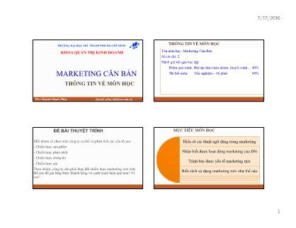Marketing căn bản - Chương 1: Khái quát về marketing