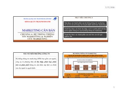 Marketing căn bản - Chương 4: Hệ thống thông tin marketing và nghiên cứu marketing