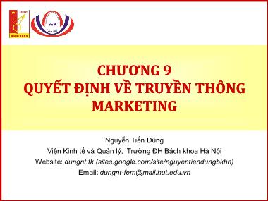 Marketing cơ bản - Chương 9: Quyết định về truyền thông quyết định về truyền thông marketingmarketing