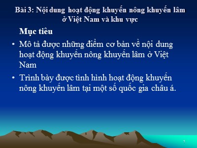 Nguyên tắc trong lớp học - Bài 3: Nội dung hoạt động khuyến nông khuyến lâm ở Việt Nam và khu vực