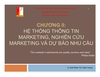 Quản trị kinh doanh - Chương II: Hệ thống thông tin marketing, nghiên cứu marketing và dự báo nhu cầu