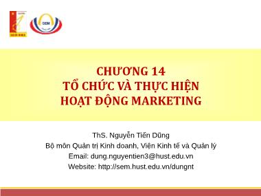Quản trị marketing - Chương 14: Tổ chức và thực hiện hoạt động marketing