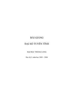 Bài giảng Đại số tuyến tính - Trường Đại học Thăng Long