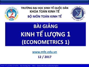 Bài giảng Kinh tế lượng 1