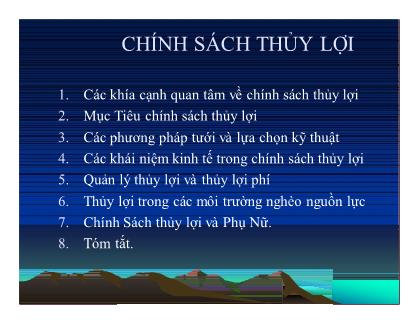 Bài giảng Kinh tế nông nghiệp - Chương 11: Chính sách thủy lợi