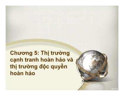 Bài giảng Kinh tế vĩ mô - Chương 5: Thị trường cạnh tranh hoàn hảo và thị trường độc quyền hoàn hảo