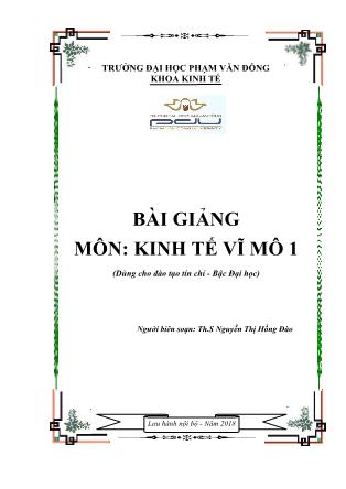 Bài giảng môn Kinh tế vĩ mô 1