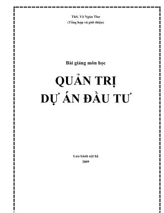 Bài giảng môn Quản trị dự án đầu tư