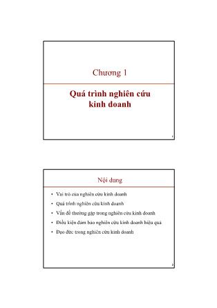 Bài giảng Nghiên cứu kinh doanh - Chương 1: Quá trình nghiên cứu kinh doanh