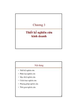 Bài giảng Nghiên cứu kinh doanh - Chương 3: Thiết kế nghiên cứu kinh doanh