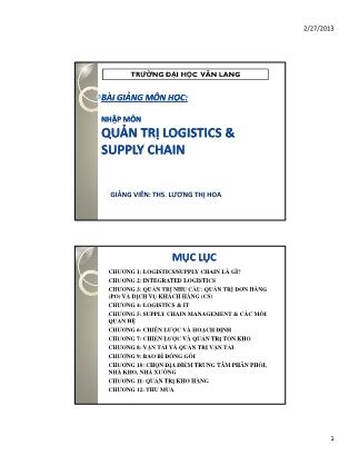 Bài giảng Nhập môn Quản trị Logistics & Supply chain