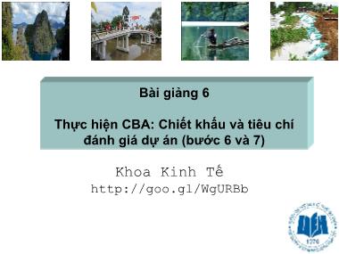 Bài giảng Phân tích Lợi ích, Chi phí - Bài giảng 6: Thực hiện CBA: Chiết khấu và tính các tiêu chí đánh giá dự án (bước 6 và 7)