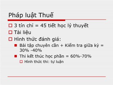 Bài giảng Pháp luật Thuế