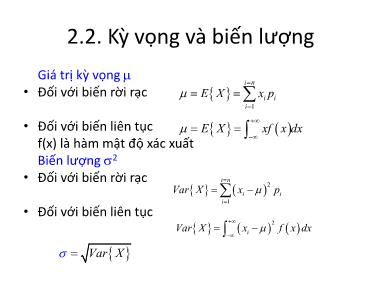 Bài giảng Quy hoạch thực nghiệm - Chương 2: Khái niệm thống kê (Phần 2)