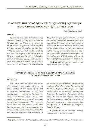 Đặc điểm hội đồng quản trị và quản trị lợi nhuận: Bằng chứng thực nghiệm tại Việt Nam