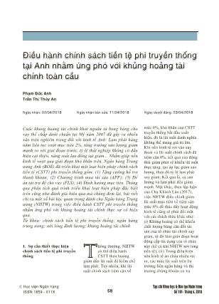 Điều hành chính sách tiền tệ phi truyền thống tại Anh nhằm ứng phó với khủng hoảng tài chính toàn cầu