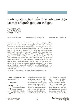 Kinh nghiệm phát triển tài chính toàn diện tại một số quốc gia trên thế giới