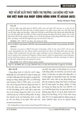 Một số đề xuất phát triển thị trường lao động Việt Nam khi Việt Nam gia nhập cộng đồng kinh tế ASEAN (AEC)