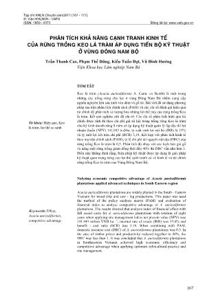 Phân tích khả năng cạnh tranh kinh tế của rừng trồng keo lá tràm áp dụng tiến bộ kỹ thuật ở vùng Đông Nam Bộ