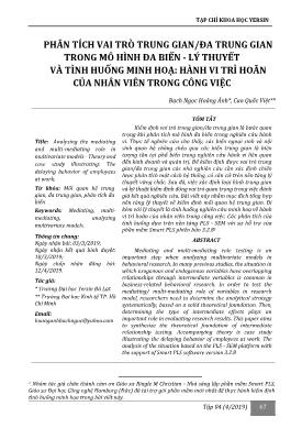 Phân tích vai trò trung gian/đa trung gian trong mô hình đa biến - Lý thuyết và tình huống minh hoạ: Hành vi trì hoãn của nhân viên trong công việc