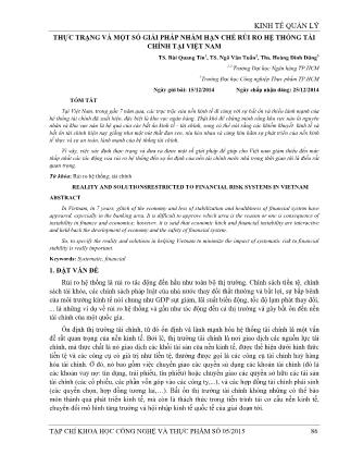 Thực trạng và một số giải pháp nhằm hạn chế rủi ro hệ thống tài chính tại Việt Nam