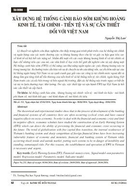 Xây dựng hệ thống cảnh bảo sớm khủng hoảng kinh tế, tài chính, tiền tệ và sự cần thiết đối với Việt Nam