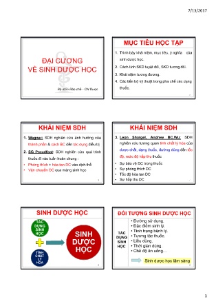 Bài giảng Bào chế và công nghệ dược - Đại cương về sinh dược học