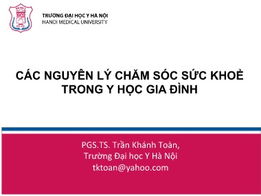 Bài giảng Các nguyên lý chăm sóc sức khoẻ trong y học gia đình