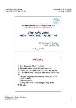 Bài giảng Cảnh giác dược nhóm thuốc điều trị ung thư